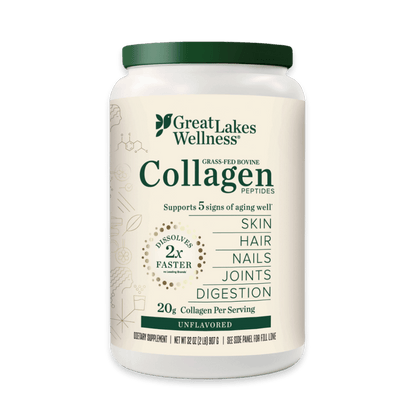 Great Lakes Wellness Collagen Peptides Powder for Skin, Hair, Nails, Joints & Digestion - Unflavored - 22 Servings (Pack of 1)