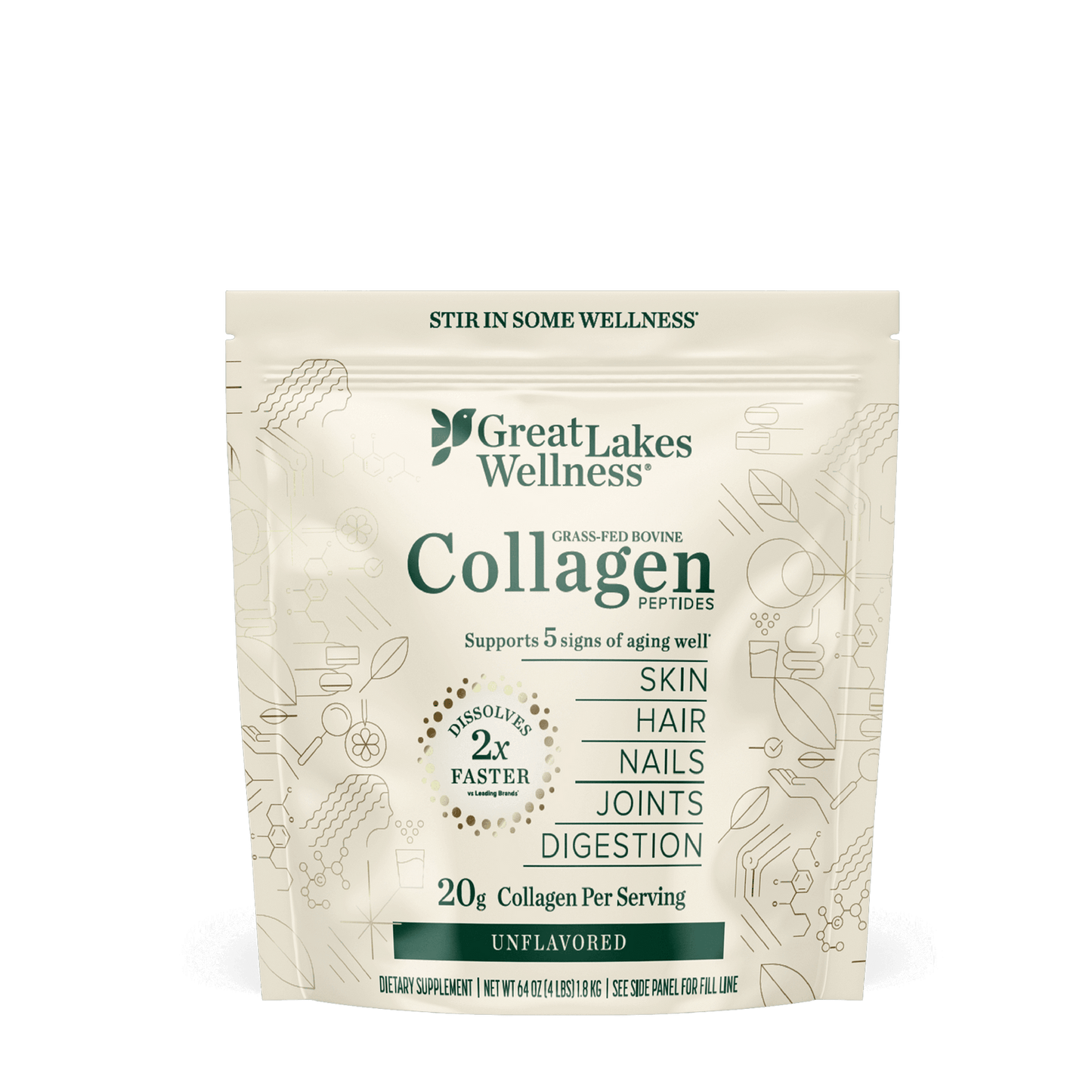 Great Lakes Wellness Collagen Peptides Powder for Skin, Hair, Nails, Joints & Digestion - Unflavored - 22 Servings (Pack of 1)