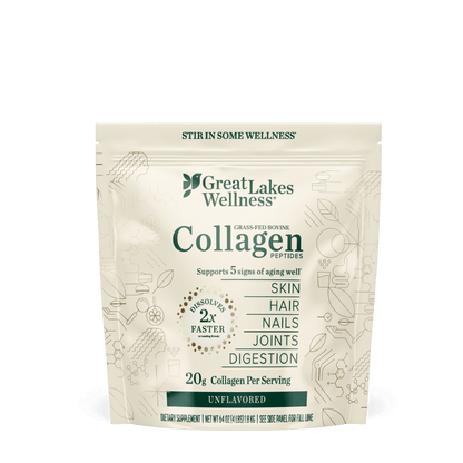 Great Lakes Wellness Collagen Peptides Powder for Skin, Hair, Nails, Joints & Digestion - Unflavored - 22 Servings (Pack of 1)